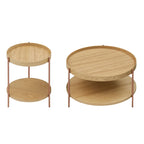 2-Piece Modern Round Nesting Coffee Table Set with 2-Tier Storage