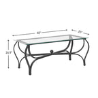 3-Piece Tempered Glass Coffee Table Set - Rustic Black Metal Frame