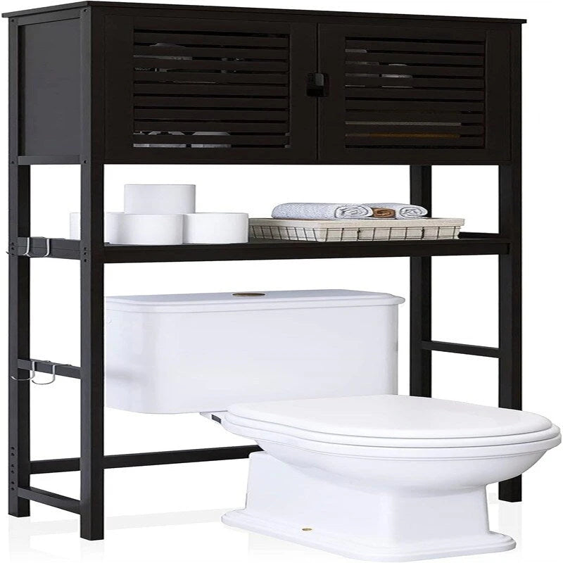 Over-Toilet Bathroom Storage Cabinet - 3 Shelves Bamboo Wood Tower