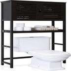 Over-Toilet Bathroom Storage Cabinet - 3 Shelves Bamboo Wood Tower
