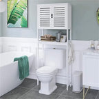 Over-Toilet Bathroom Storage Cabinet - 3 Shelves Bamboo Wood Tower