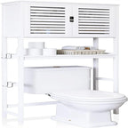 Over-Toilet Bathroom Storage Cabinet - 3 Shelves Bamboo Wood Tower