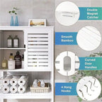 Over-Toilet Bathroom Storage Cabinet - 3 Shelves Bamboo Wood Tower
