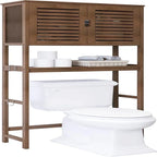 Over-Toilet Bathroom Storage Cabinet - 3 Shelves Bamboo Wood Tower