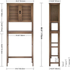 Over-Toilet Bathroom Storage Cabinet - 3 Shelves Bamboo Wood Tower