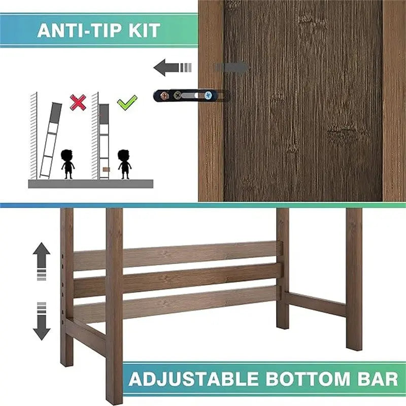 Over-Toilet Bathroom Storage Cabinet - 3 Shelves Bamboo Wood Tower