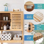 Over-Toilet Bathroom Storage Cabinet - 3 Shelves Bamboo Wood Tower