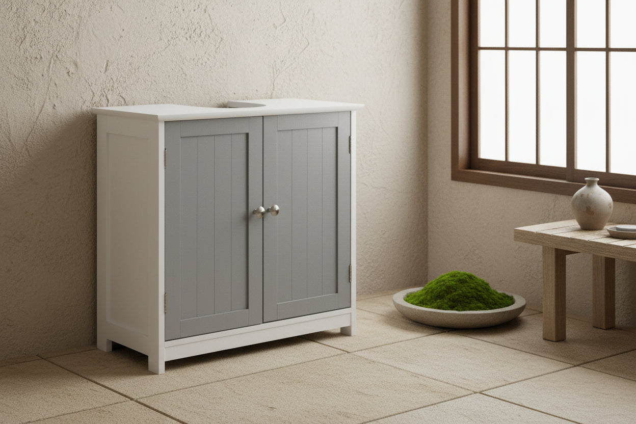 Pedestal Sink Storage Cabinet, Vanity Cabinet,Under Sink Bathroom Cabinet with U-shape and Adjustable Internal Shelf