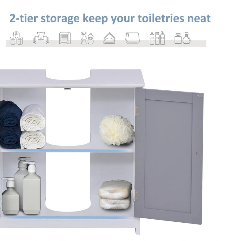 Under Sink Storage Cabinet with Adjustable Shelf - U-Shaped Design