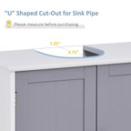 Under Sink Storage Cabinet with Adjustable Shelf - U-Shaped Design