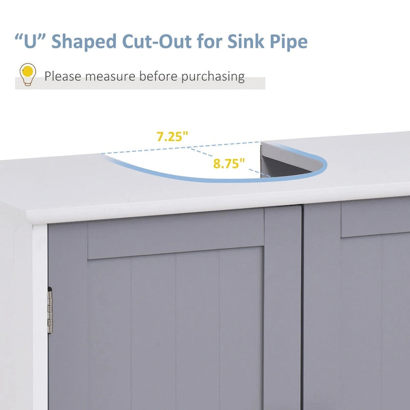 Under Sink Storage Cabinet with Adjustable Shelf - U-Shaped Design
