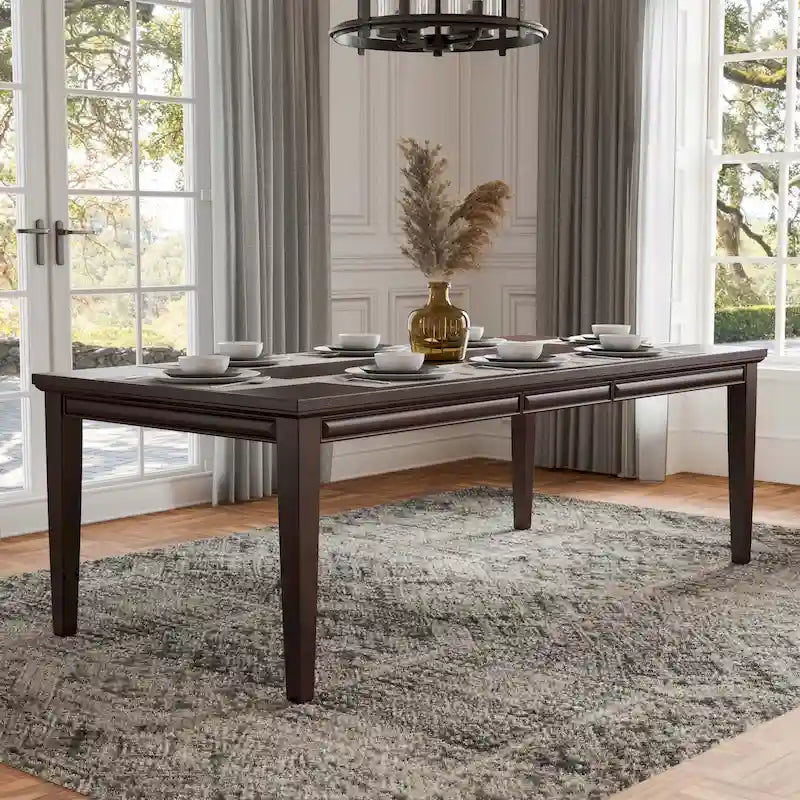 Modern 90-Inch Wood Extendable Dining Table with 18-Inch Leaf